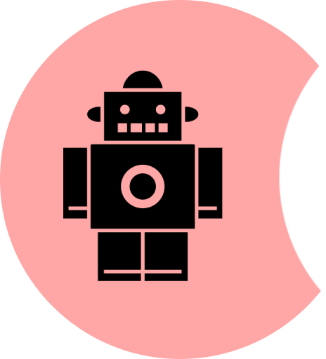 Robot graphic on pink background